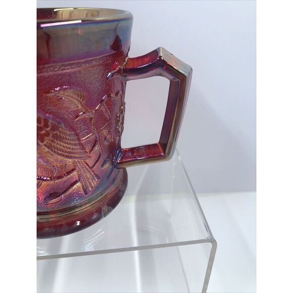 1967  ACGA Carnival Glass Club Souvenir Robin Mug Red MCM - Picture 4 of 14